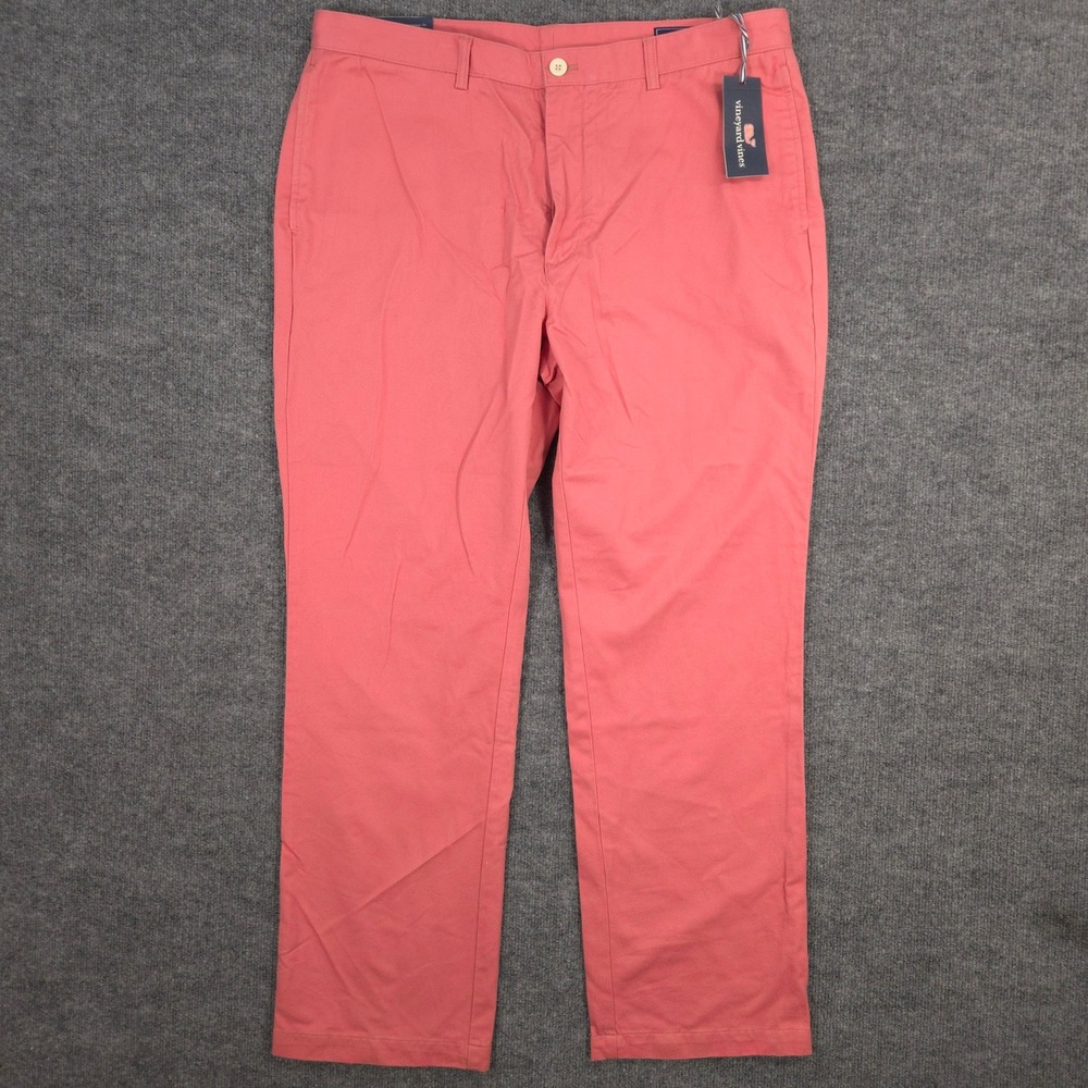 Vineyard Vines Club Pants Mens 38X32 Rhubarb Red Chino Classic Fit Preppy NEW - Picture 2 of 12